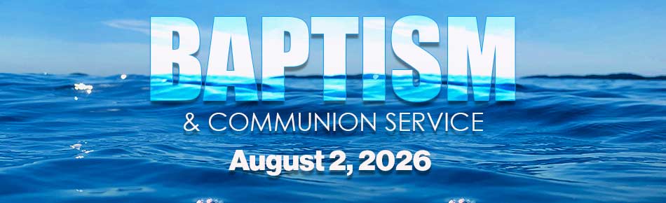blue water with the words baptism and commummunion on may 3rd